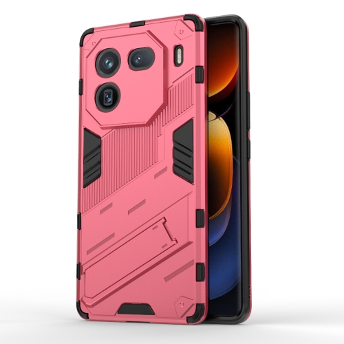 

For vivo iQOO 12 Pro 5G Punk Armor 2 in 1 PC + TPU Phone Case with Holder(Light Red)