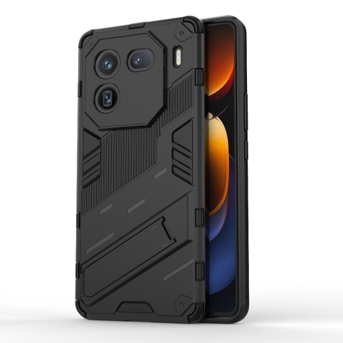

For vivo iQOO 12 5G Punk Armor 2 in 1 PC + TPU Phone Case with Holder(Black)