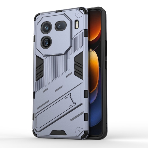 

For vivo iQOO 12 5G Punk Armor 2 in 1 PC + TPU Phone Case with Holder(Grey)