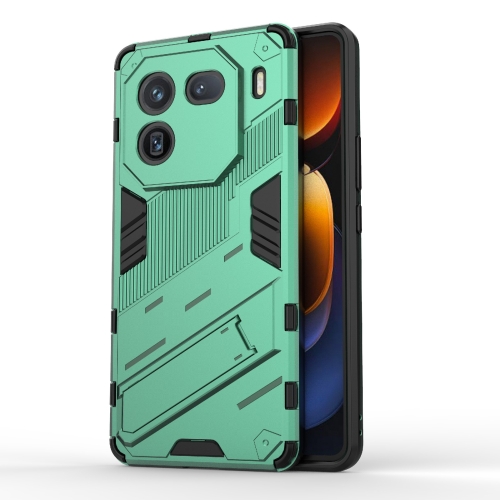 

For vivo iQOO 12 5G Punk Armor 2 in 1 PC + TPU Phone Case with Holder(Green)