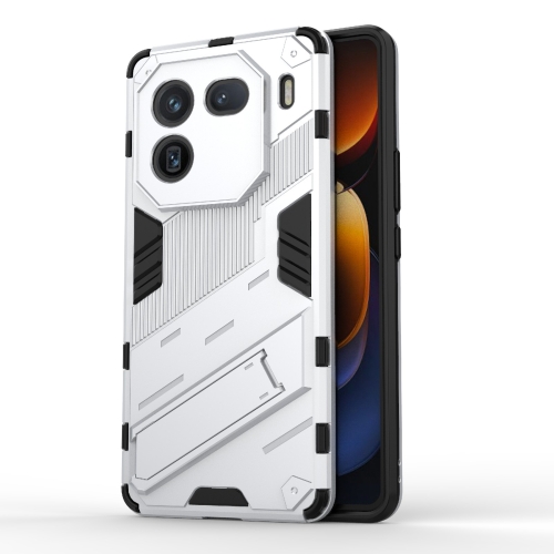 

For vivo iQOO 12 5G Punk Armor 2 in 1 PC + TPU Phone Case with Holder(White)