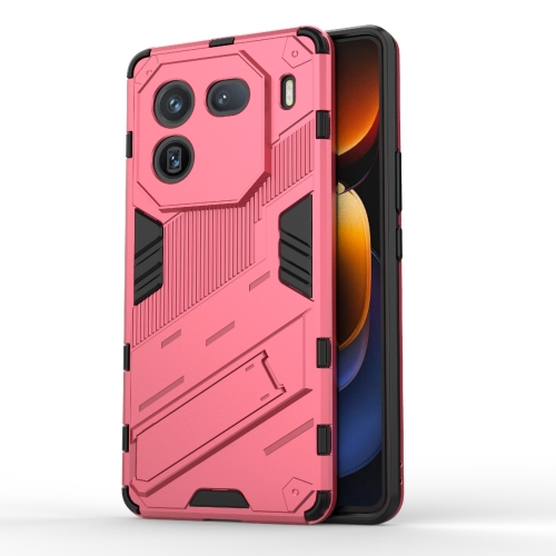 

For vivo iQOO 12 5G Punk Armor 2 in 1 PC + TPU Phone Case with Holder(Light Red)