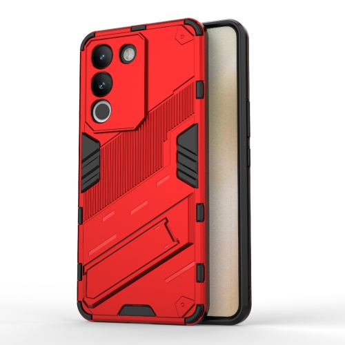 

For vivo Y200 5G Global Punk Armor 2 in 1 PC + TPU Phone Case with Holder(Red)