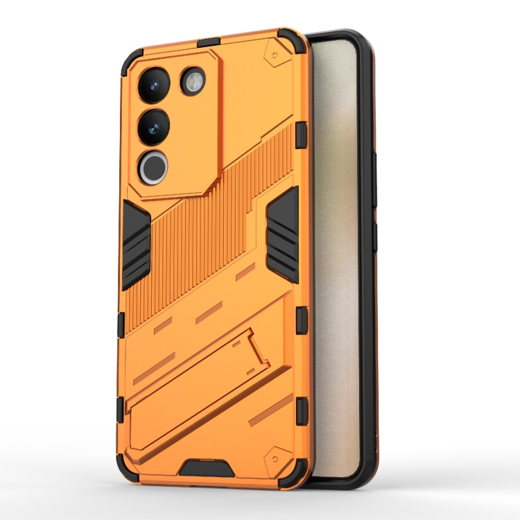 

For vivo Y200 5G Global Punk Armor 2 in 1 PC + TPU Phone Case with Holder(Orange)