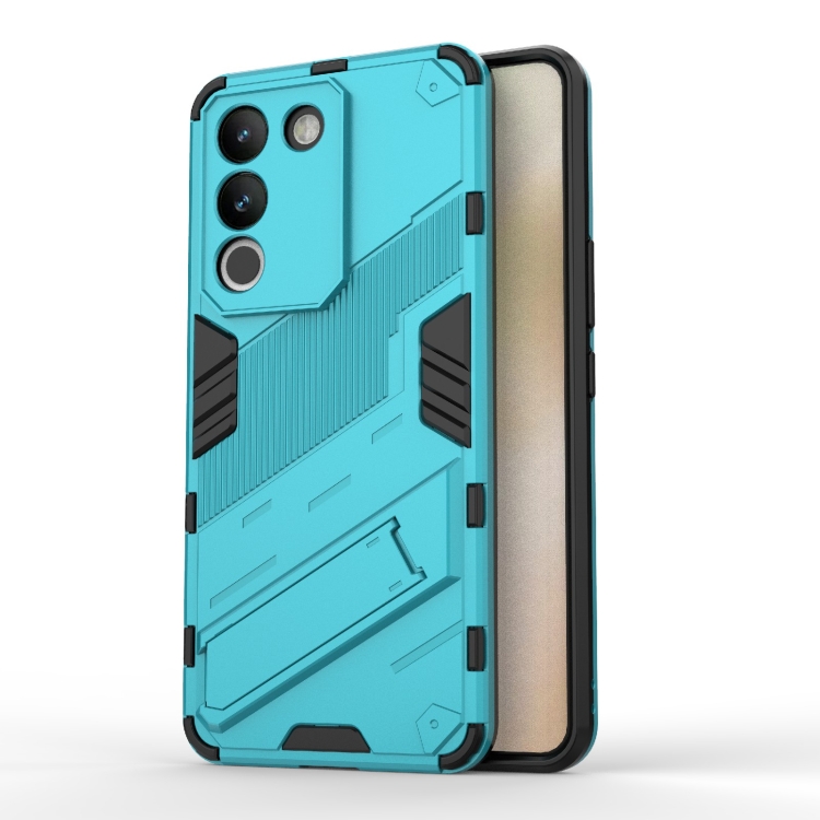 

For vivo Y200 5G Global Punk Armor 2 in 1 PC + TPU Phone Case with Holder(Blue)