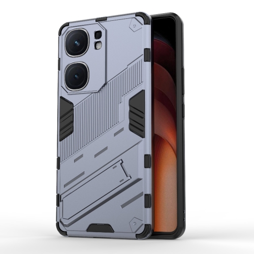 

For vivo iQOO Neo9 5G Punk Armor 2 in 1 PC + TPU Phone Case with Holder(Grey)