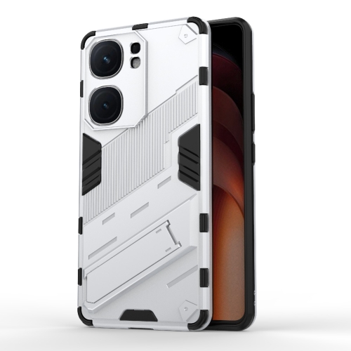 

For vivo iQOO Neo9 5G Punk Armor 2 in 1 PC + TPU Phone Case with Holder(White)