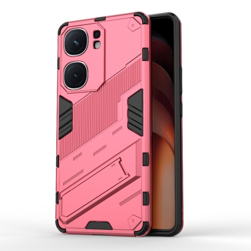 

For vivo iQOO Neo9 5G Punk Armor 2 in 1 PC + TPU Phone Case with Holder(Light Red)