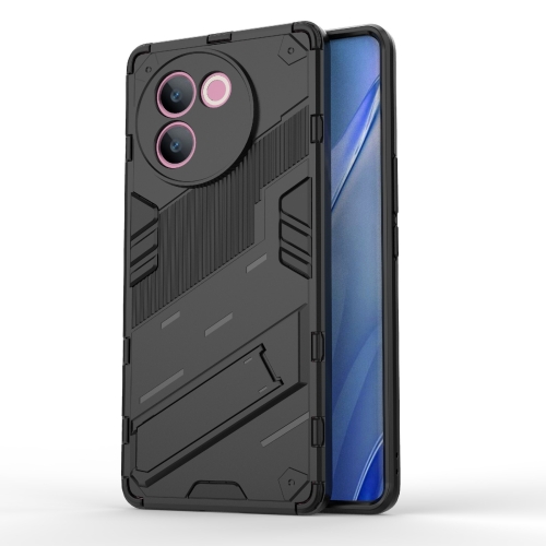 

For vivo V30e 5G Global Punk Armor 2 in 1 PC + TPU Phone Case with Holder(Black)