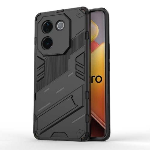 

For vivo iQOO Z9s Pro 5G India Punk Armor 2 in 1 PC + TPU Phone Case with Holder(Black)