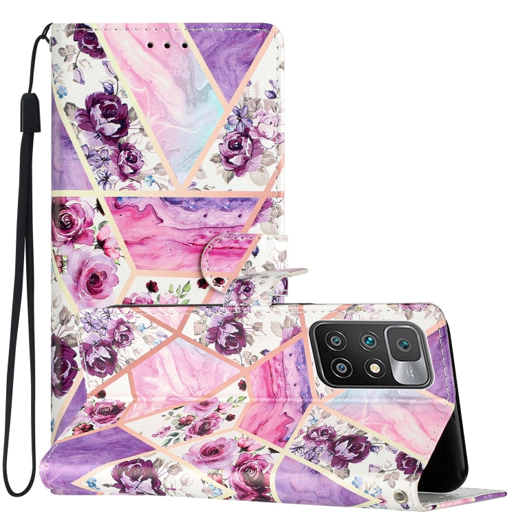 

For Xiaomi Redmi 10 Colored Drawing Leather Phone Case(Purple Marble)