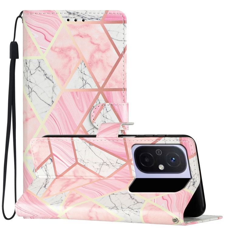 

For Xiaomi Redmi 12C Colored Drawing Leather Phone Case(Pink Marble)