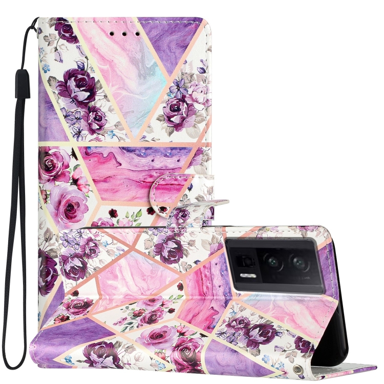

For Xiaomi Redmi K60 Colored Drawing Leather Phone Case(Purple Marble)