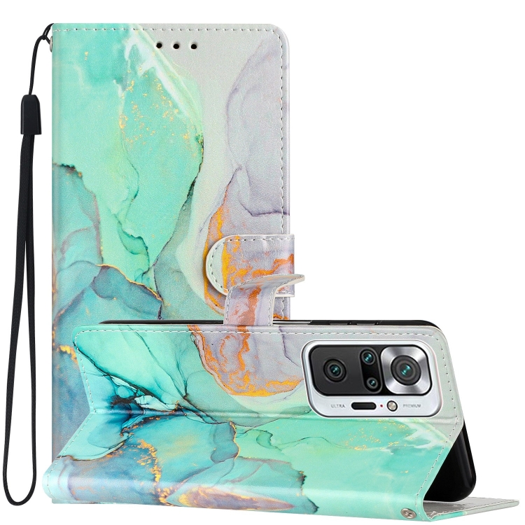 

For Xiaomi Redmi Note 10 Pro Colored Drawing Leather Phone Case(Green Marble)