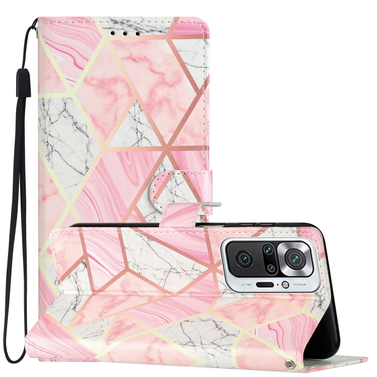 

For Xiaomi Redmi Note 10 Pro Colored Drawing Leather Phone Case(Pink Marble)