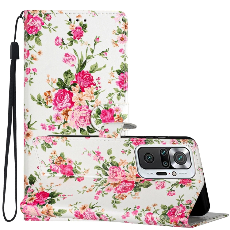 

For Xiaomi Redmi Note 10 Pro Colored Drawing Leather Phone Case(Peonies)