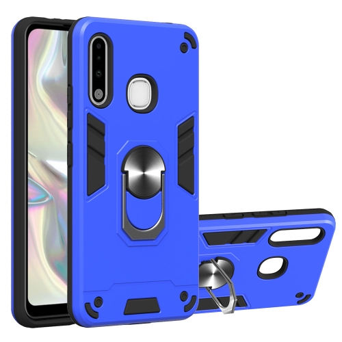 For Samsung Galaxy A70e 2 in 1 Armour Series PC + TPU Protective Case with Ring Holder(Dark Blue)