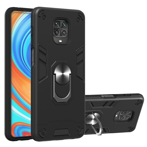 

For Xiaomi Redmi Note 9S / Note 9 Pro / Note 9 Pro Max 2 in 1 Armour Series PC + TPU Protective Case with Ring Holder(Black)