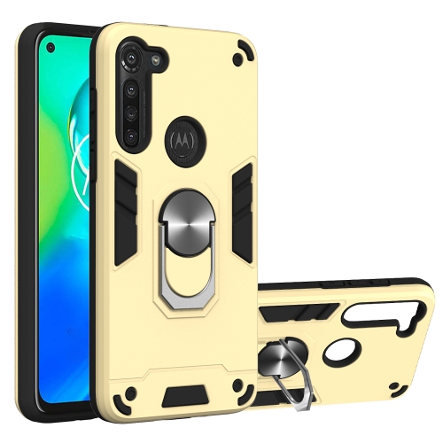 For Motorola Moto G8 Power 2 in 1 Armour Series PC + TPU Protective Case with Ring Holder(Gold)