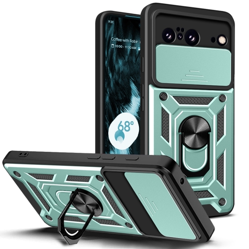 

For Google Pixel 8 Pro 5G Sliding Camera Cover Design TPU Hybrid PC Phone Case(Mint Green)