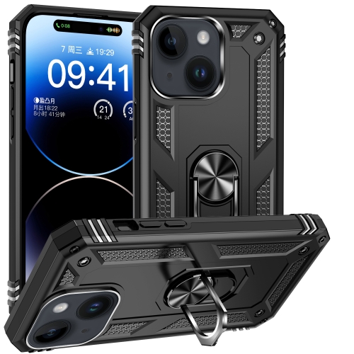 For iPhone 15 Shockproof TPU + PC Phone Case with Holder(Black) чехол для геймпада controller silicon case non slip для playstation 4