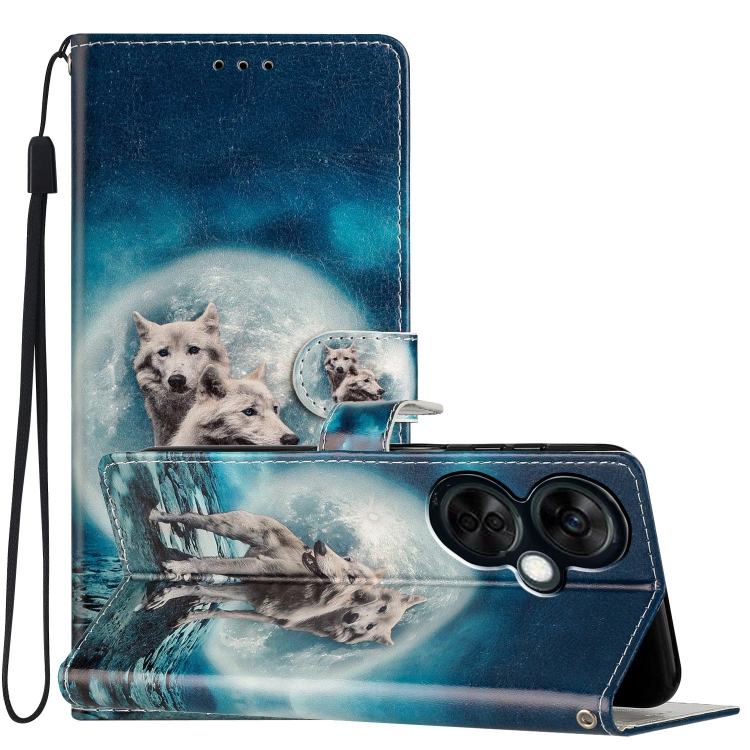 

For OnePlus Nord CE 3 Lite 5G Colored Drawing Leather Phone Case(Twin Wolves)