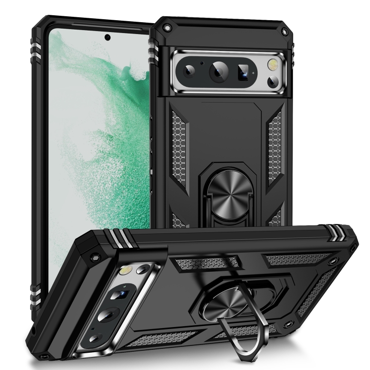 

For Google Pixel 8 Pro Shockproof TPU + PC Phone Case with Holder(Black)