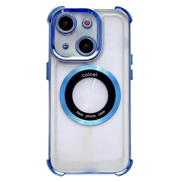

For iPhone 13 6D Electroplating Armor Magsafe Phone Case(Blue)