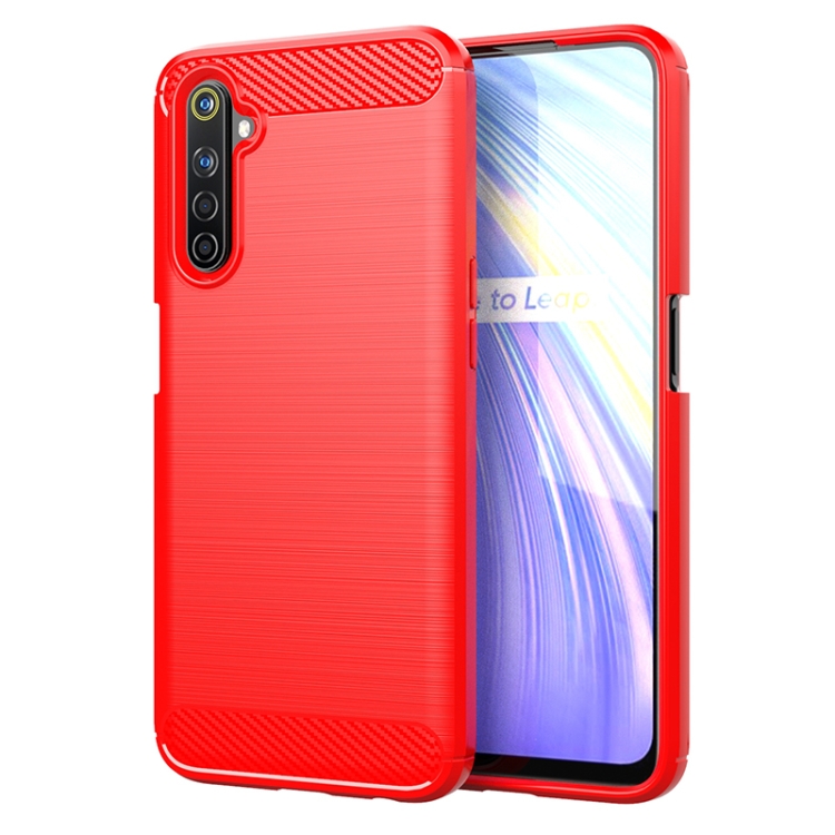 

For Realme Narzo Brushed Texture Carbon Fiber TPU Phone Case(Red)