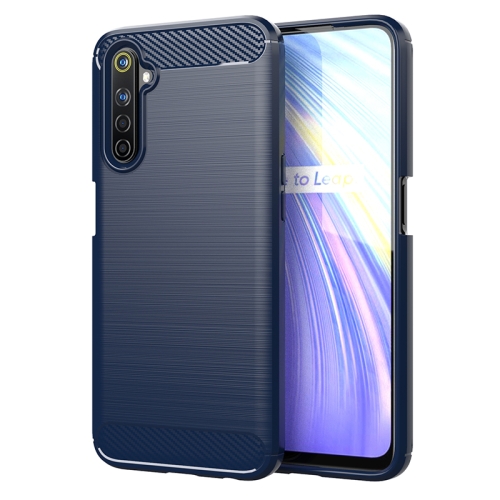 

For Realme Narzo Brushed Texture Carbon Fiber TPU Phone Case(Blue)