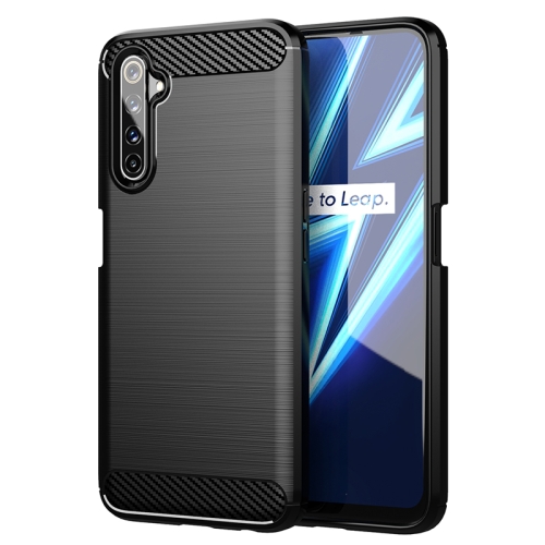 

For Realme 6 Pro Brushed Texture Carbon Fiber TPU Phone Case(Black)