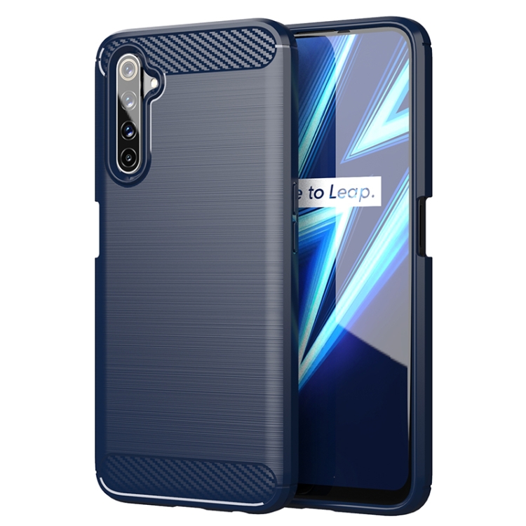 

For Realme 6 Pro Brushed Texture Carbon Fiber TPU Phone Case(Blue)