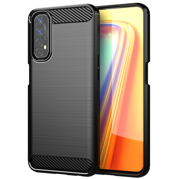 

For Realme 7 Brushed Texture Carbon Fiber TPU Phone Case(Black)