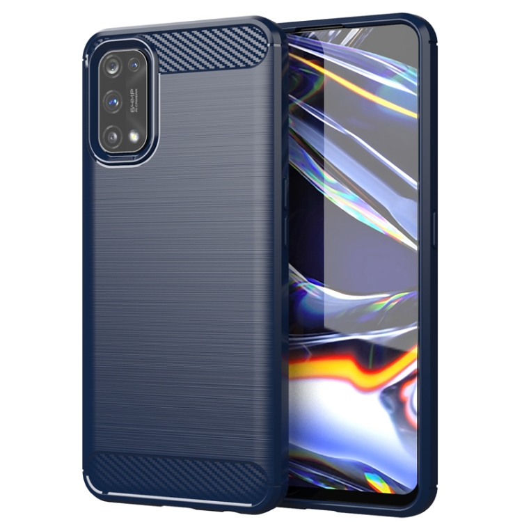 

For Realme 7 Pro Brushed Texture Carbon Fiber TPU Phone Case(Blue)