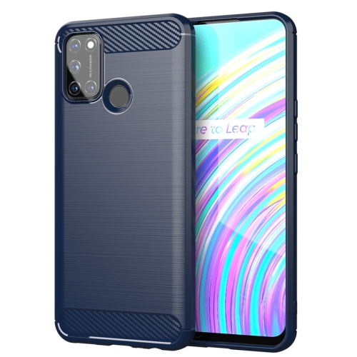 

For Realme C17 Brushed Texture Carbon Fiber TPU Phone Case(Blue)