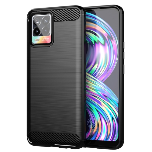

For Realme 8 Brushed Texture Carbon Fiber TPU Phone Case(Black)