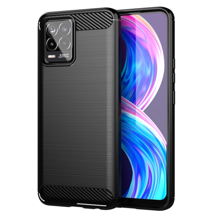 

For Realme 8 Pro Brushed Texture Carbon Fiber TPU Phone Case(Black)