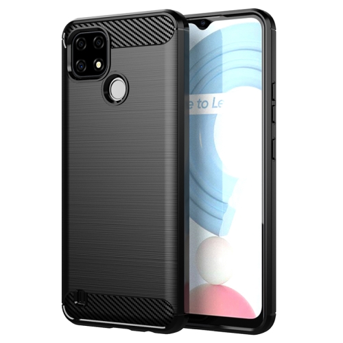 

For Realme C21 Brushed Texture Carbon Fiber TPU Phone Case(Black)