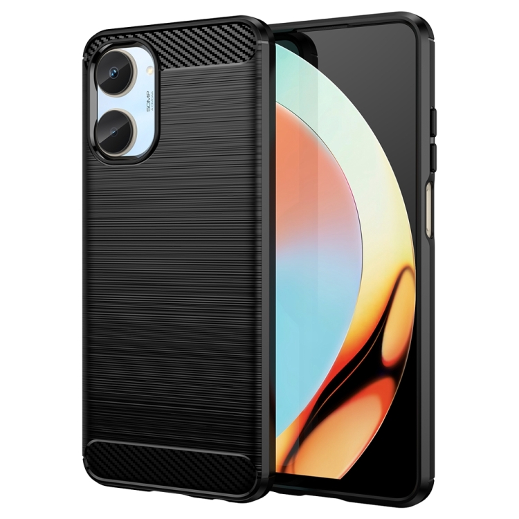 

For Realme10 4G Brushed Texture Carbon Fiber TPU Phone Case(Black)