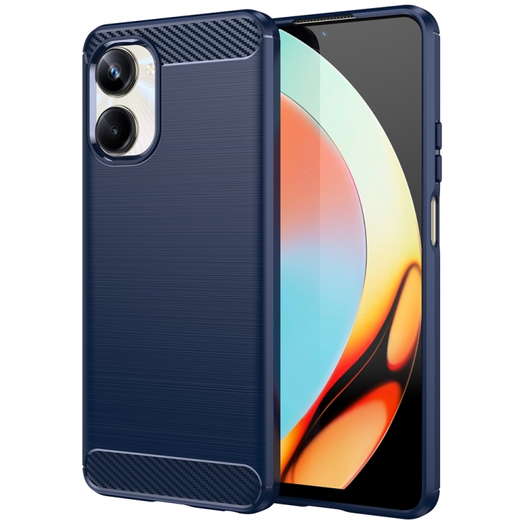 

For Realme 10 Pro Brushed Texture Carbon Fiber TPU Phone Case(Blue)