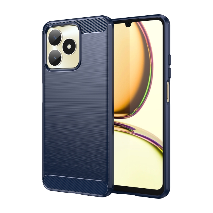 

For Realme Narzo N53 Brushed Texture Carbon Fiber TPU Phone Case(Blue)