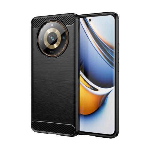 

For Realme 11 Pro Brushed Texture Carbon Fiber TPU Phone Case(Black)