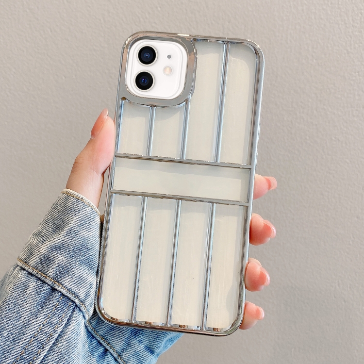 

For iPhone 11 Electroplating Door Frame Transparent TPU Phone Case(Silver)
