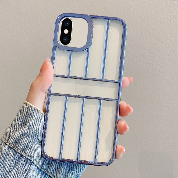 

For iPhone XS Max Electroplating Door Frame Transparent TPU Phone Case(Sierra Blue)