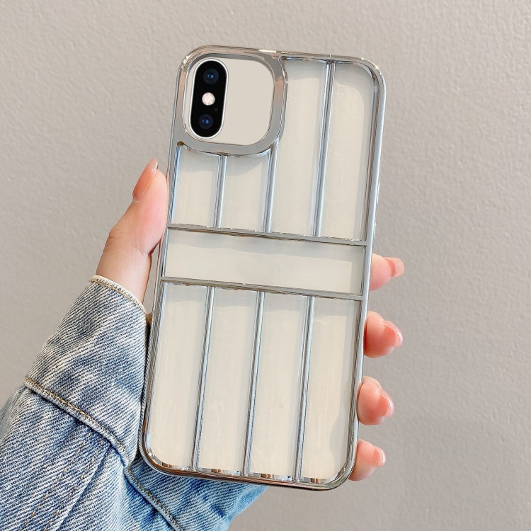 

For iPhone XS Max Electroplating Door Frame Transparent TPU Phone Case(Silver)