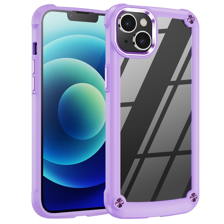 

For iPhone 15 TPU + PC Lens Protection Phone Case(Purple)