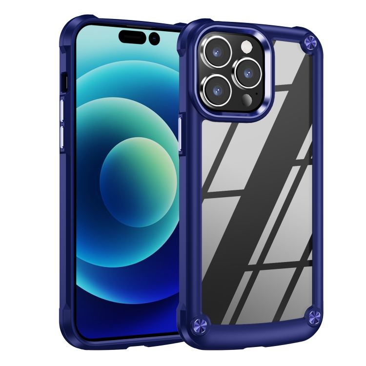 

For iPhone 15 Pro TPU + PC Lens Protection Phone Case(Blue)