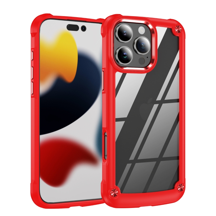 

For iPhone 16 Pro TPU + PC Lens Protection Phone Case(Red)
