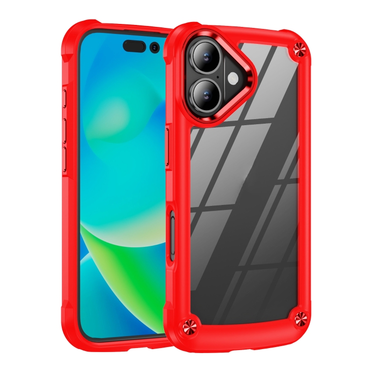 

For iPhone 16 TPU + PC Lens Protection Phone Case(Red)