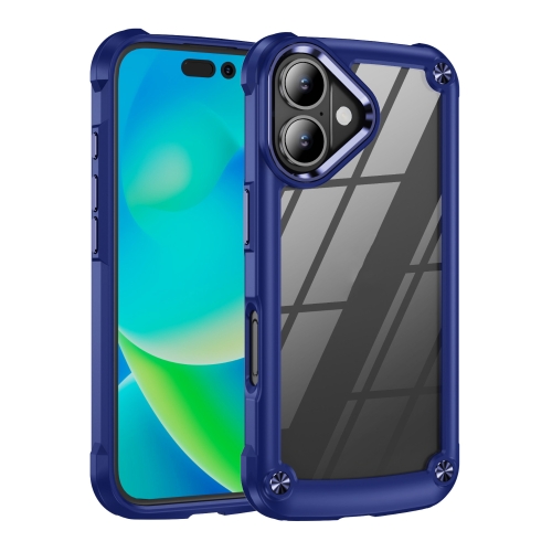 

For iPhone 16 TPU + PC Lens Protection Phone Case(Blue)